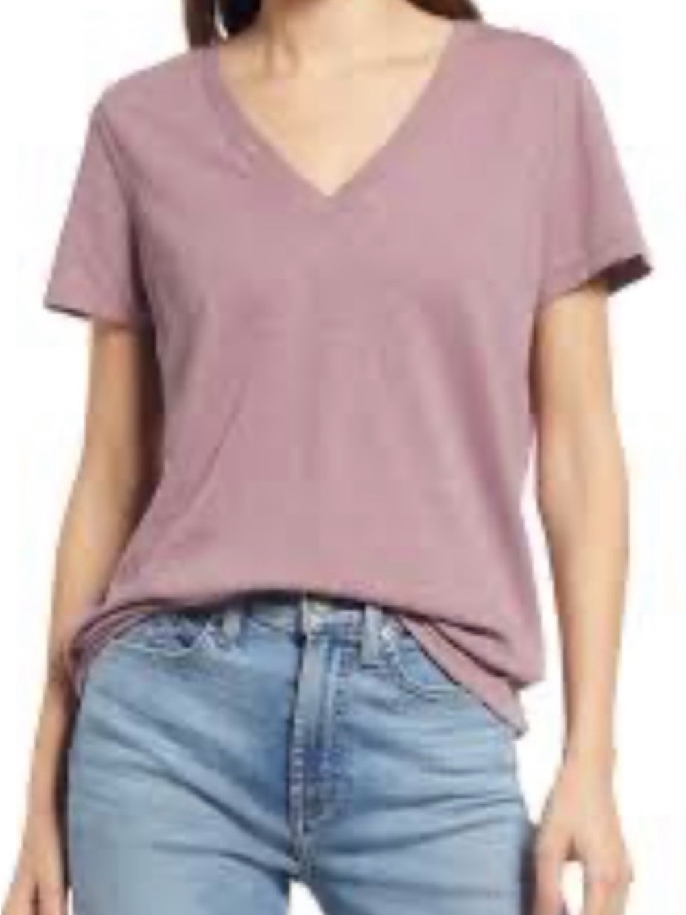 MADEWELL, Whisper V-Neck Cotton Tee Women’s In Purple, Size XXS